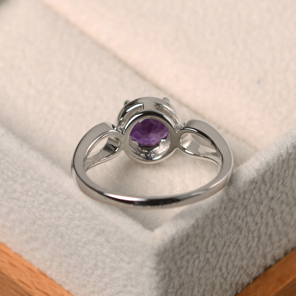 Amethyst Halo Engagement Ring Split Shank - LUO Jewelry