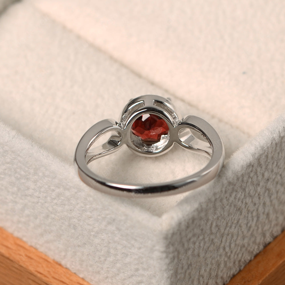 Garnet Halo Engagement Ring Split Shank - LUO Jewelry
