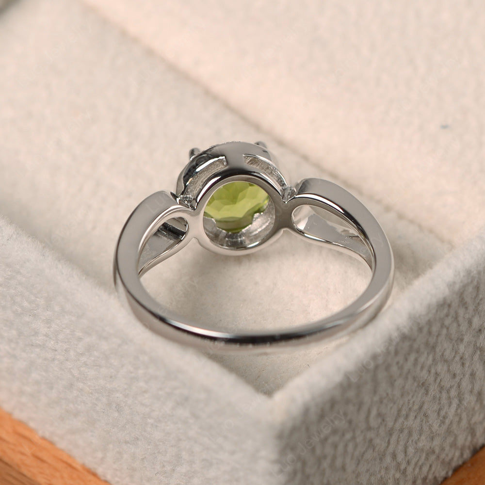 Peridot Halo Engagement Ring Split Shank - LUO Jewelry