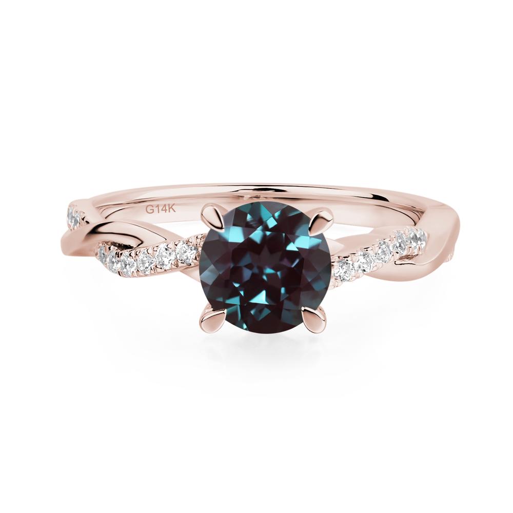 Alexandrite Twisted Engagement Ring - LUO Jewelry #metal_14k rose gold