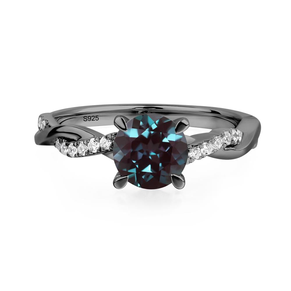 Alexandrite Twisted Engagement Ring - LUO Jewelry #metal_black finish sterling silver