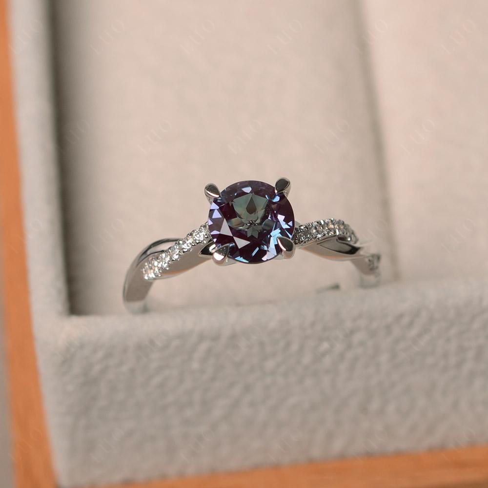 Alexandrite Ring Twisted Engagement Ring Gold - LUO Jewelry