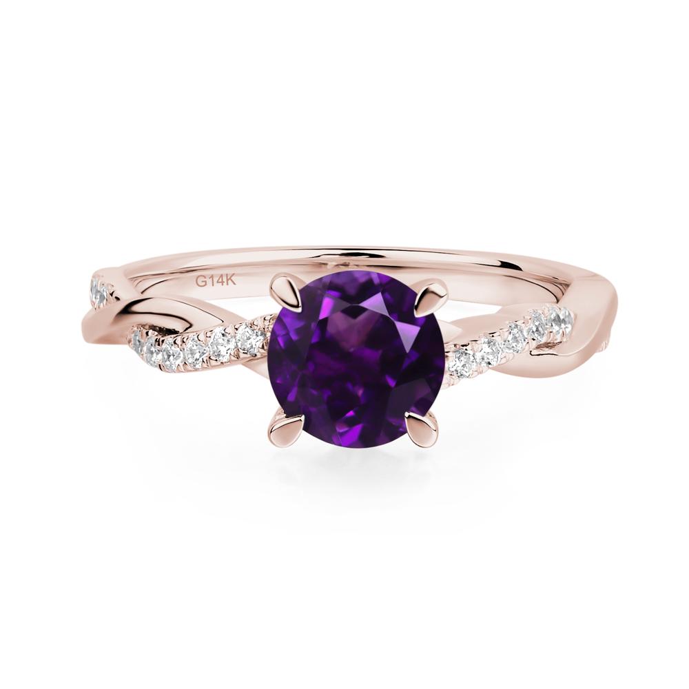 Amethyst Twisted Engagement Ring - LUO Jewelry #metal_14k rose gold