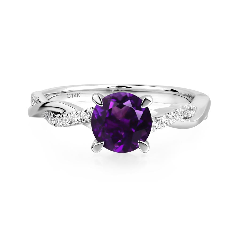 Amethyst Twisted Engagement Ring - LUO Jewelry #metal_14k white gold