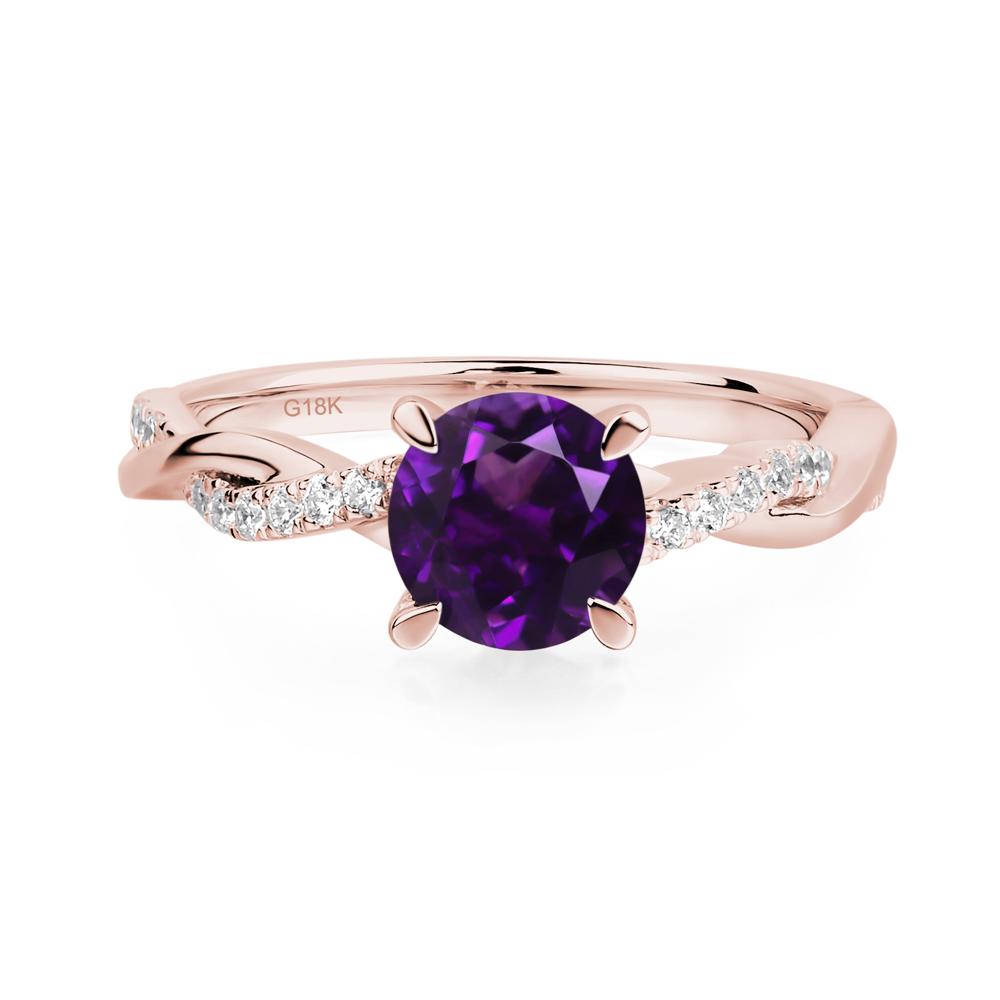 Amethyst Twisted Engagement Ring - LUO Jewelry #metal_18k rose gold