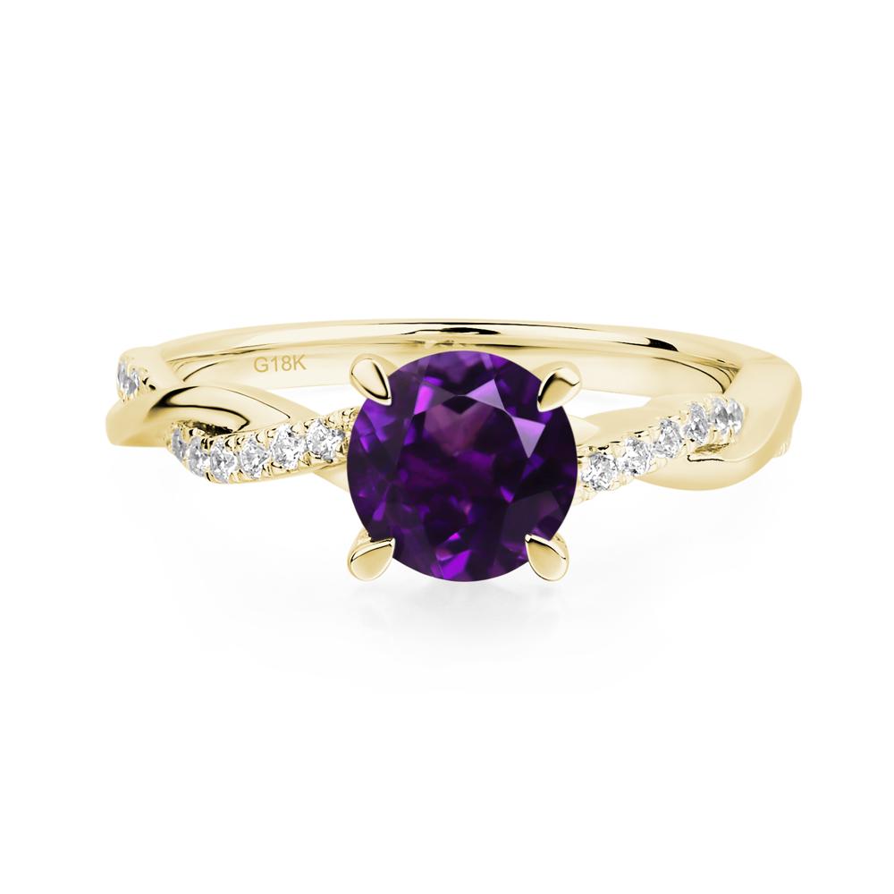 Amethyst Twisted Engagement Ring - LUO Jewelry #metal_18k yellow gold