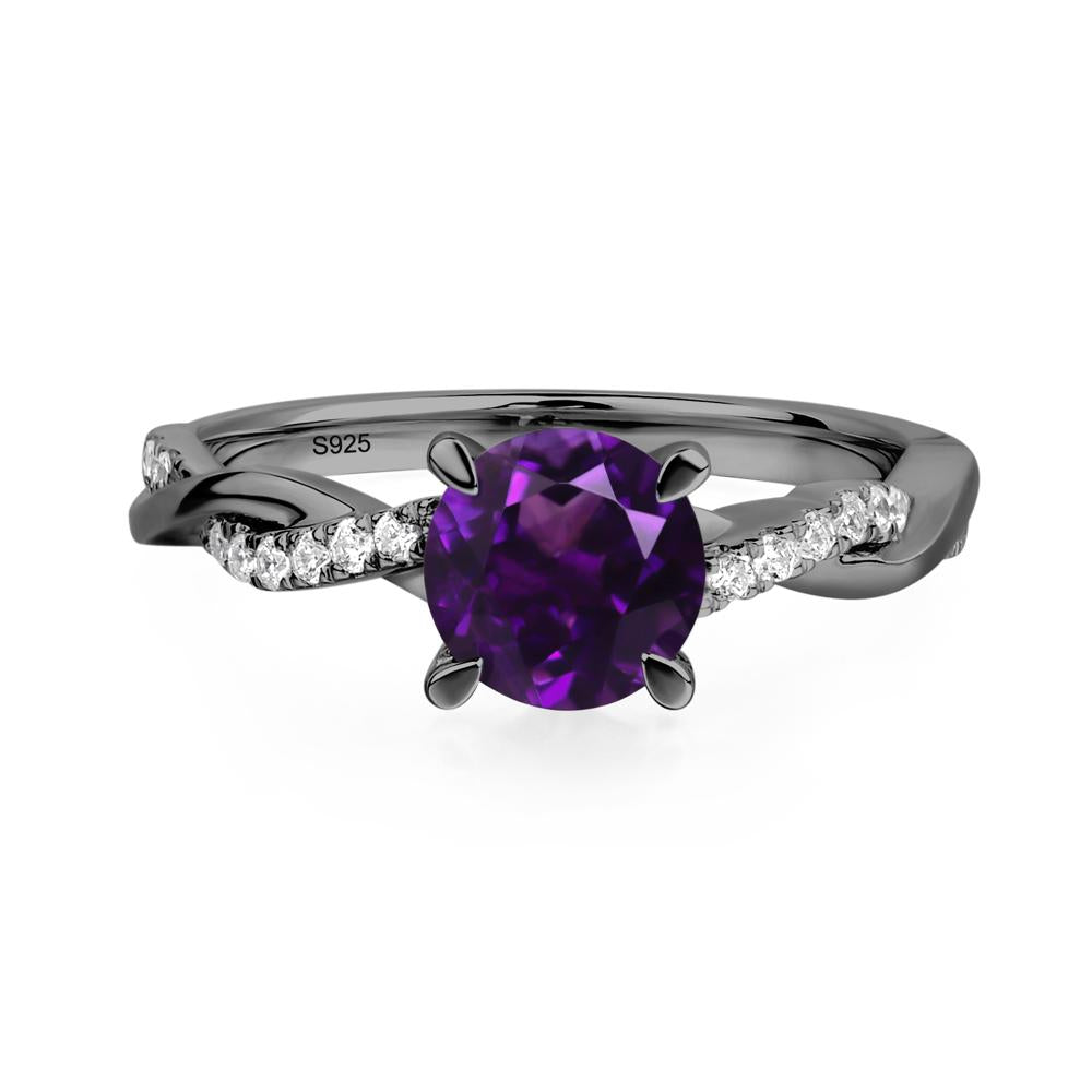 Amethyst Twisted Engagement Ring - LUO Jewelry #metal_black finish sterling silver