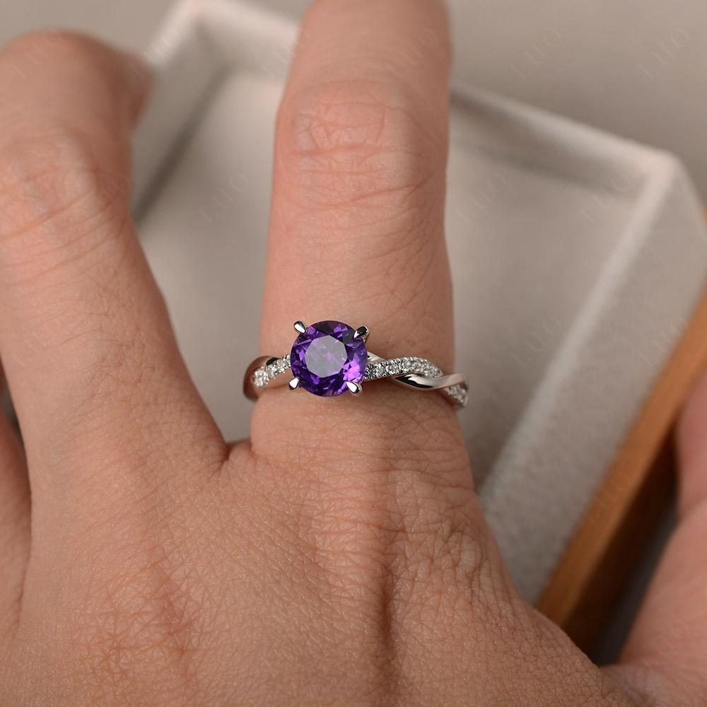 Amethyst Twisted Engagement Ring - LUO Jewelry