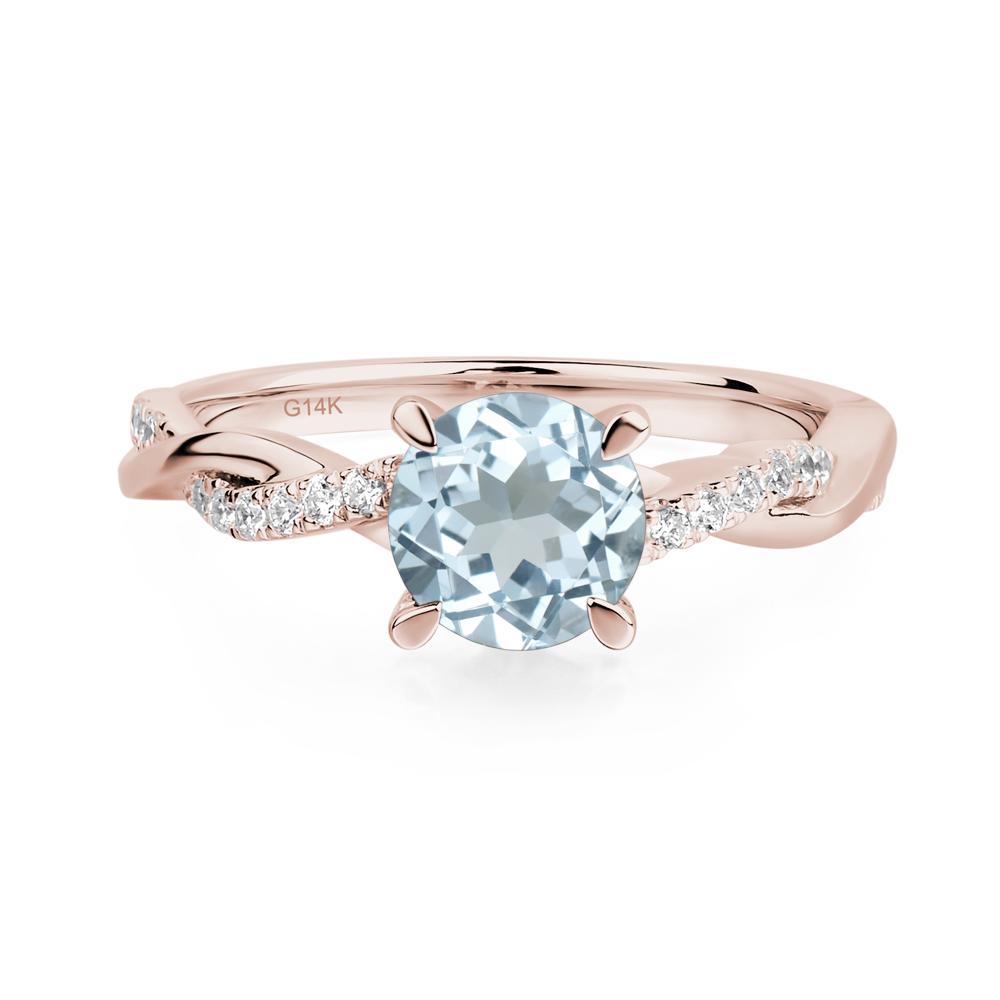 Aquamarine Twisted Engagement Ring - LUO Jewelry #metal_14k rose gold