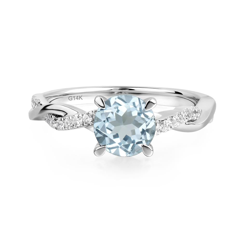 Aquamarine Twisted Engagement Ring - LUO Jewelry #metal_14k white gold