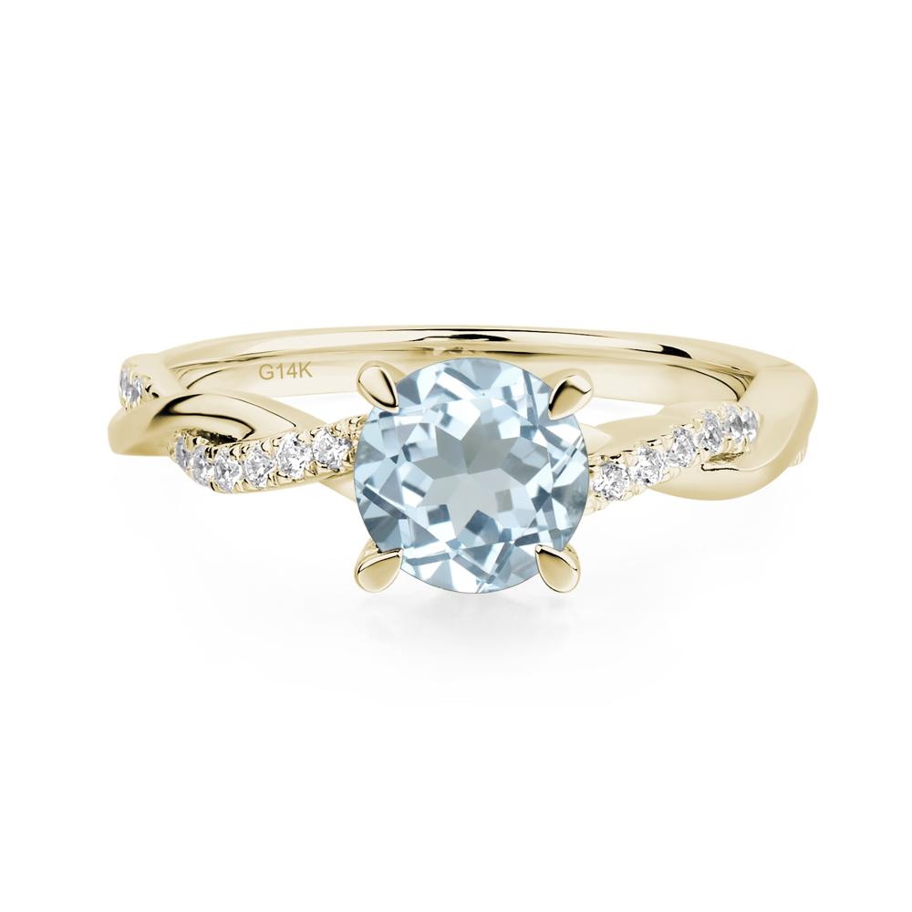 Aquamarine Twisted Engagement Ring - LUO Jewelry #metal_14k yellow gold