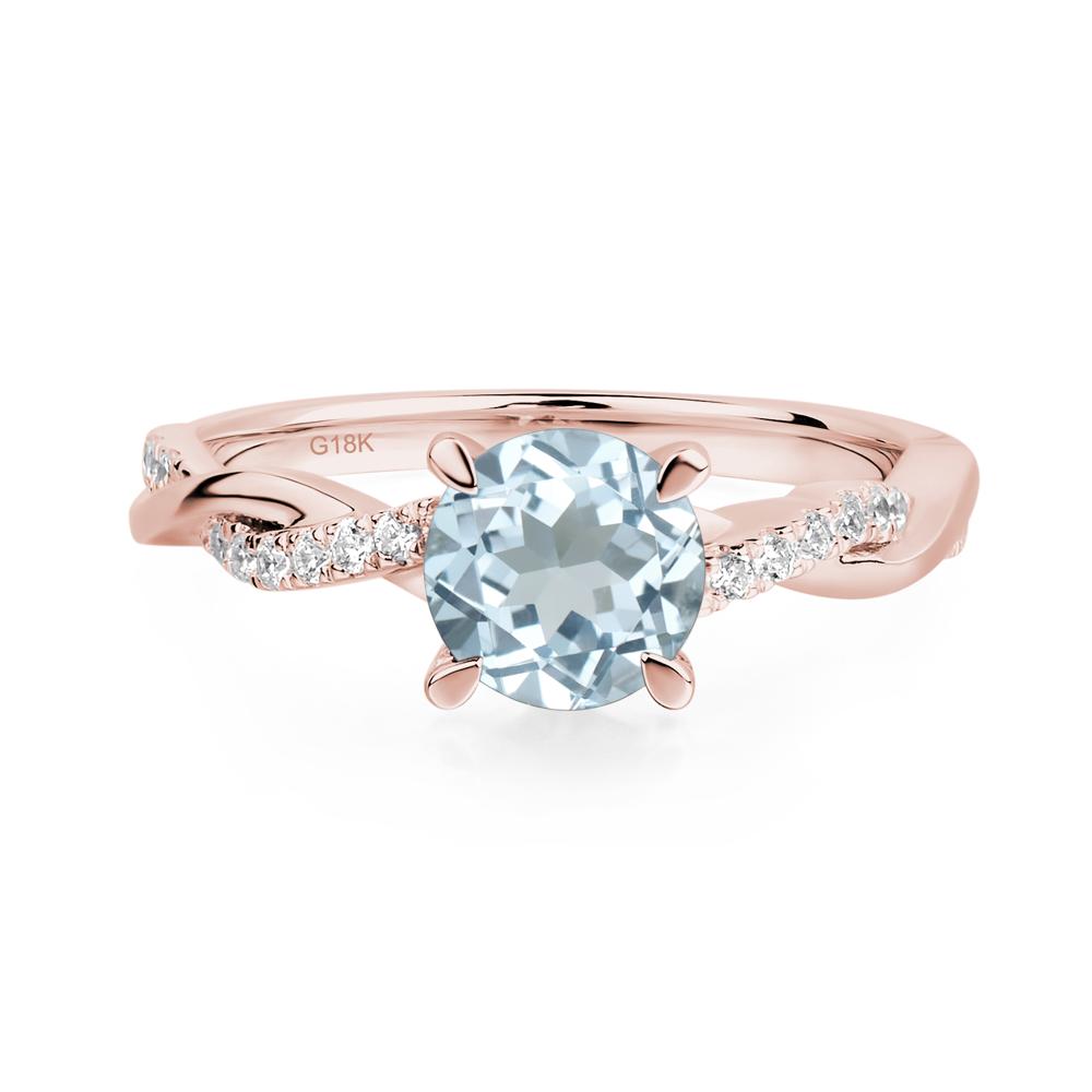 Aquamarine Twisted Engagement Ring - LUO Jewelry #metal_18k rose gold