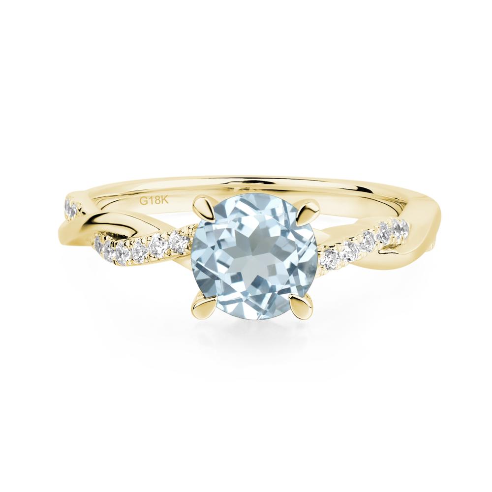 Aquamarine Twisted Engagement Ring - LUO Jewelry #metal_18k yellow gold