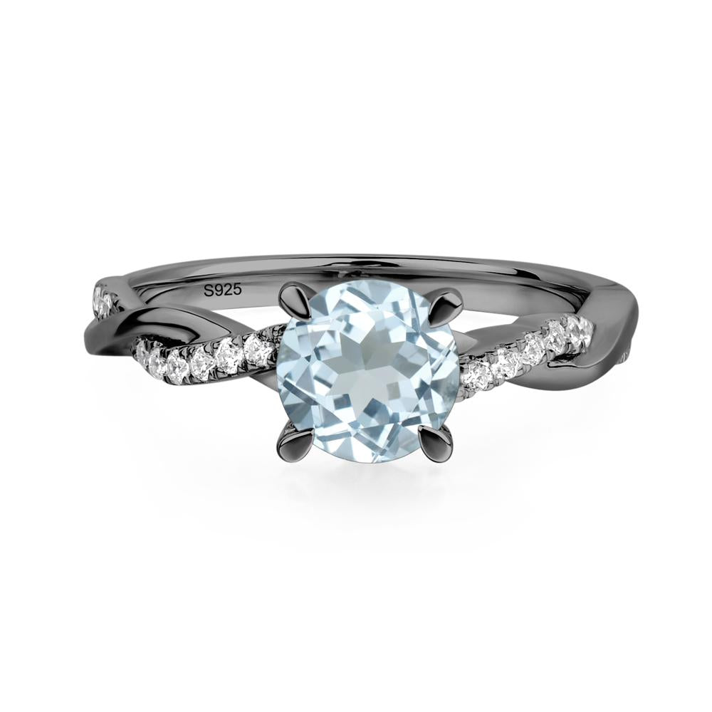 Aquamarine Twisted Engagement Ring - LUO Jewelry #metal_black finish sterling silver