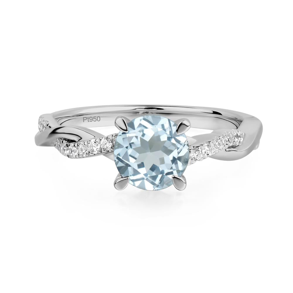 Aquamarine Twisted Engagement Ring - LUO Jewelry #metal_platinum