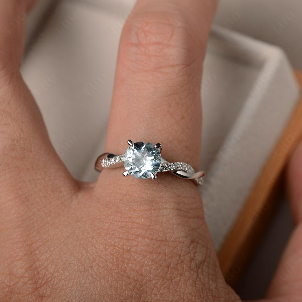 Aquamarine Twisted Engagement Ring - LUO Jewelry