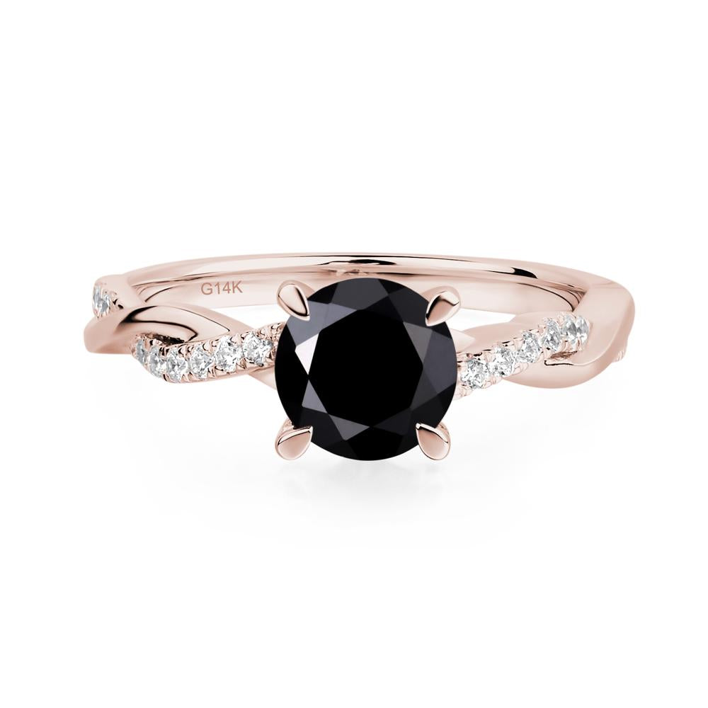 Black Spinel Twisted Engagement Ring - LUO Jewelry #metal_14k rose gold