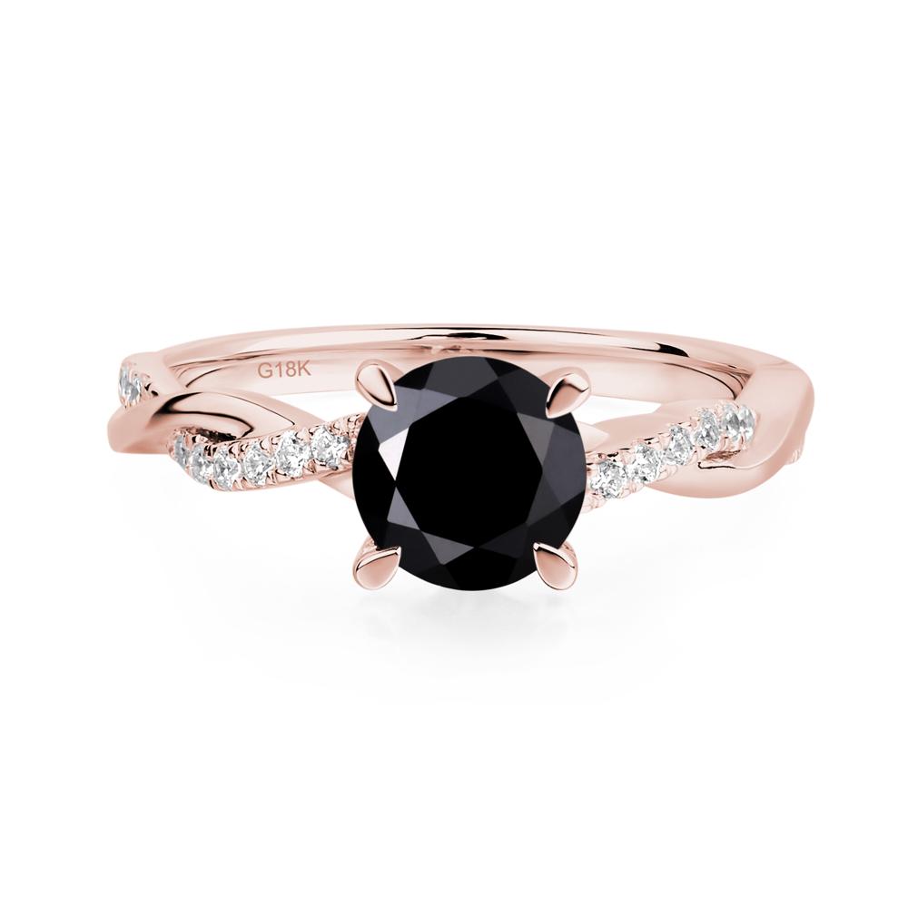 Black Spinel Twisted Engagement Ring - LUO Jewelry #metal_18k rose gold