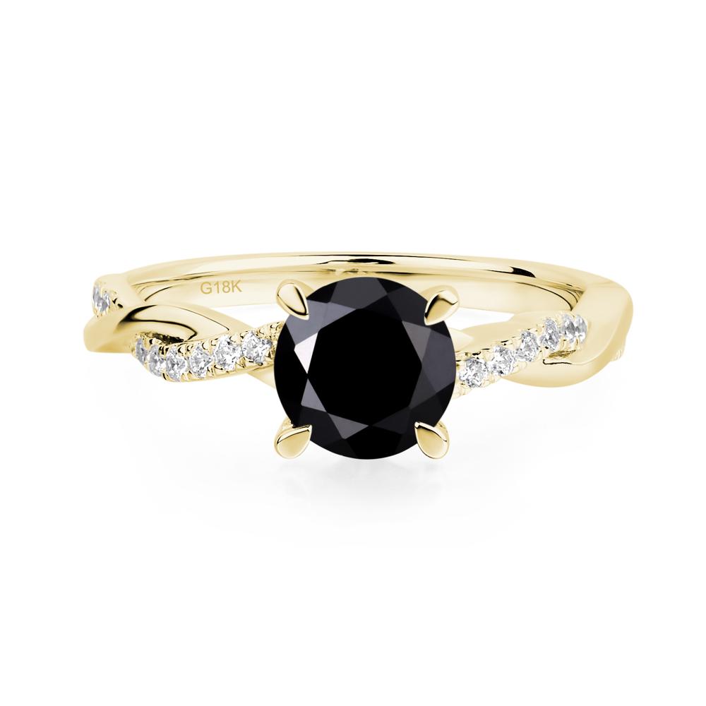 Black Spinel Twisted Engagement Ring - LUO Jewelry #metal_18k yellow gold