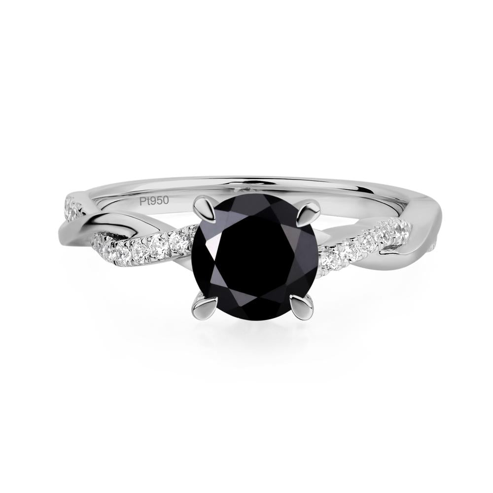 Black Spinel Twisted Engagement Ring - LUO Jewelry #metal_platinum
