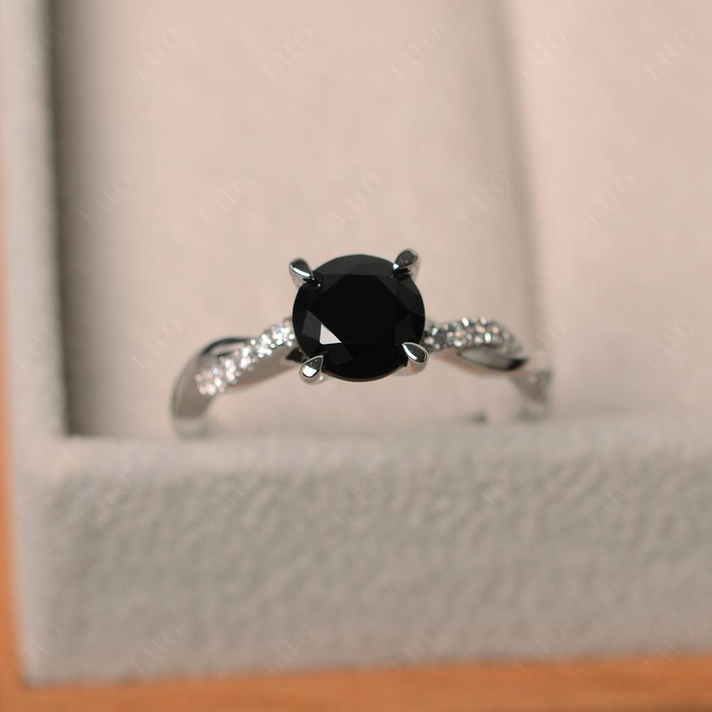 Black Spinel Twisted Engagement Ring - LUO Jewelry