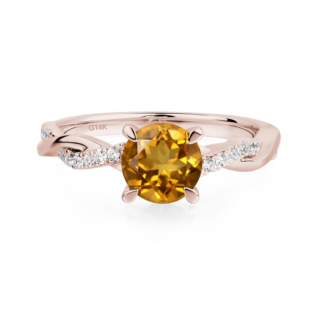 Citrine Twisted Engagement Ring - LUO Jewelry #metal_14k rose gold