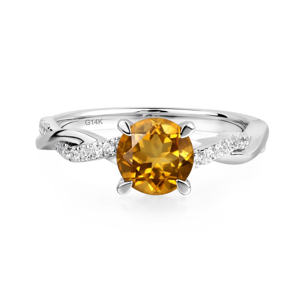 Citrine Twisted Engagement Ring - LUO Jewelry #metal_14k white gold