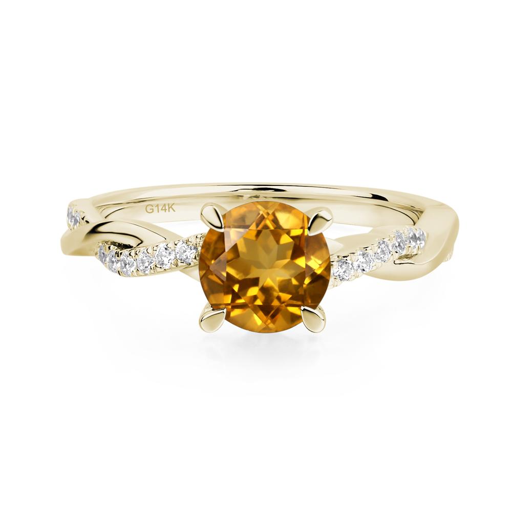 Citrine Twisted Engagement Ring - LUO Jewelry #metal_14k yellow gold