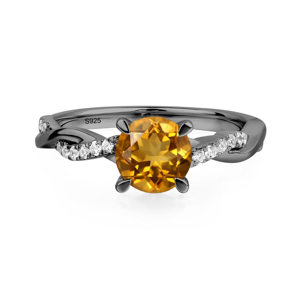Citrine Twisted Engagement Ring - LUO Jewelry #metal_black finish sterling silver