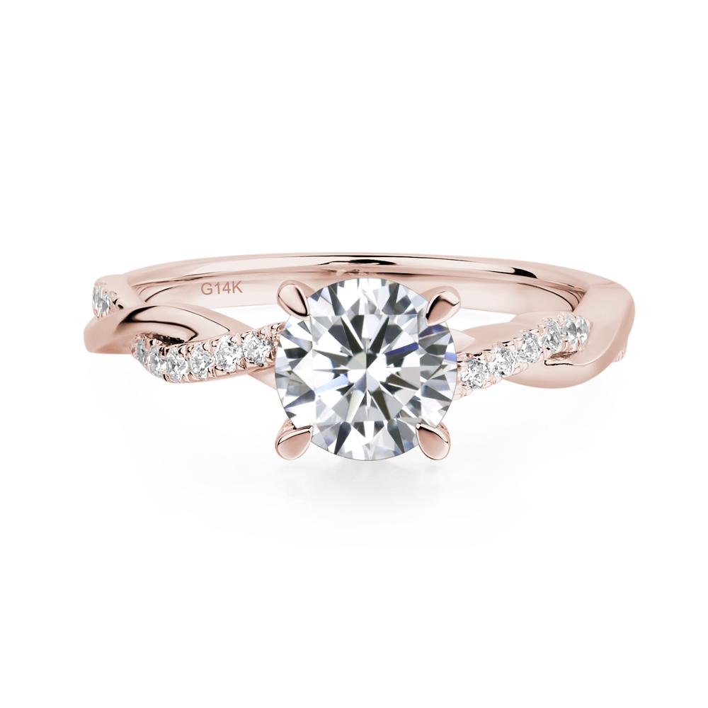 Cubic Zirconia Twisted Engagement Ring - LUO Jewelry #metal_14k rose gold