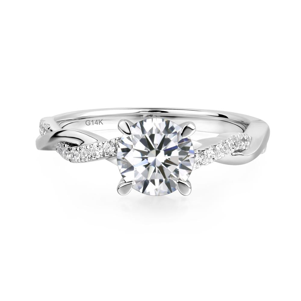 Cubic Zirconia Twisted Engagement Ring - LUO Jewelry #metal_14k white gold