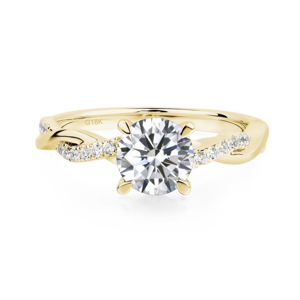 Cubic Zirconia Twisted Engagement Ring - LUO Jewelry #metal_18k yellow gold