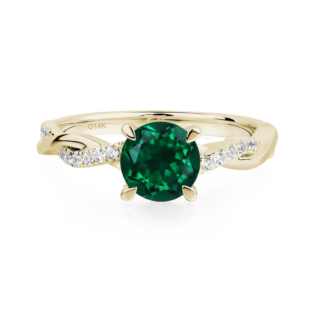 Lab Grown Emerald Twisted Engagement Ring - LUO Jewelry #metal_14k yellow gold