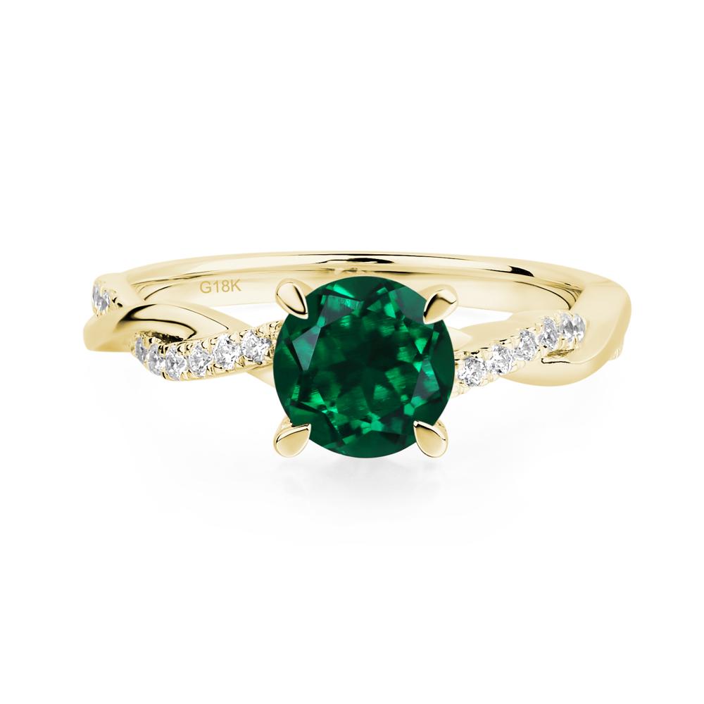 Lab Grown Emerald Twisted Engagement Ring - LUO Jewelry #metal_18k yellow gold