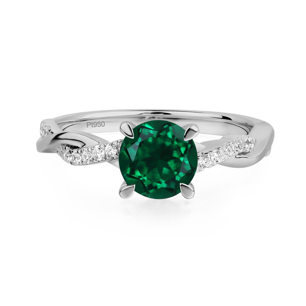 Lab Grown Emerald Twisted Engagement Ring - LUO Jewelry #metal_platinum