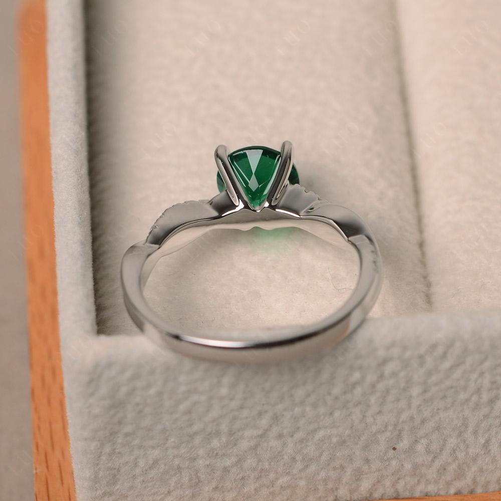 Lab Emerald Ring Twisted Engagement Ring Gold - LUO Jewelry