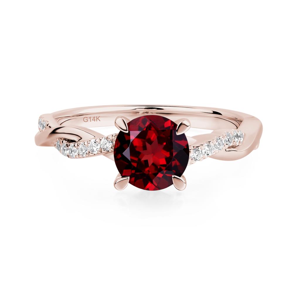 Garnet Twisted Engagement Ring - LUO Jewelry #metal_14k rose gold
