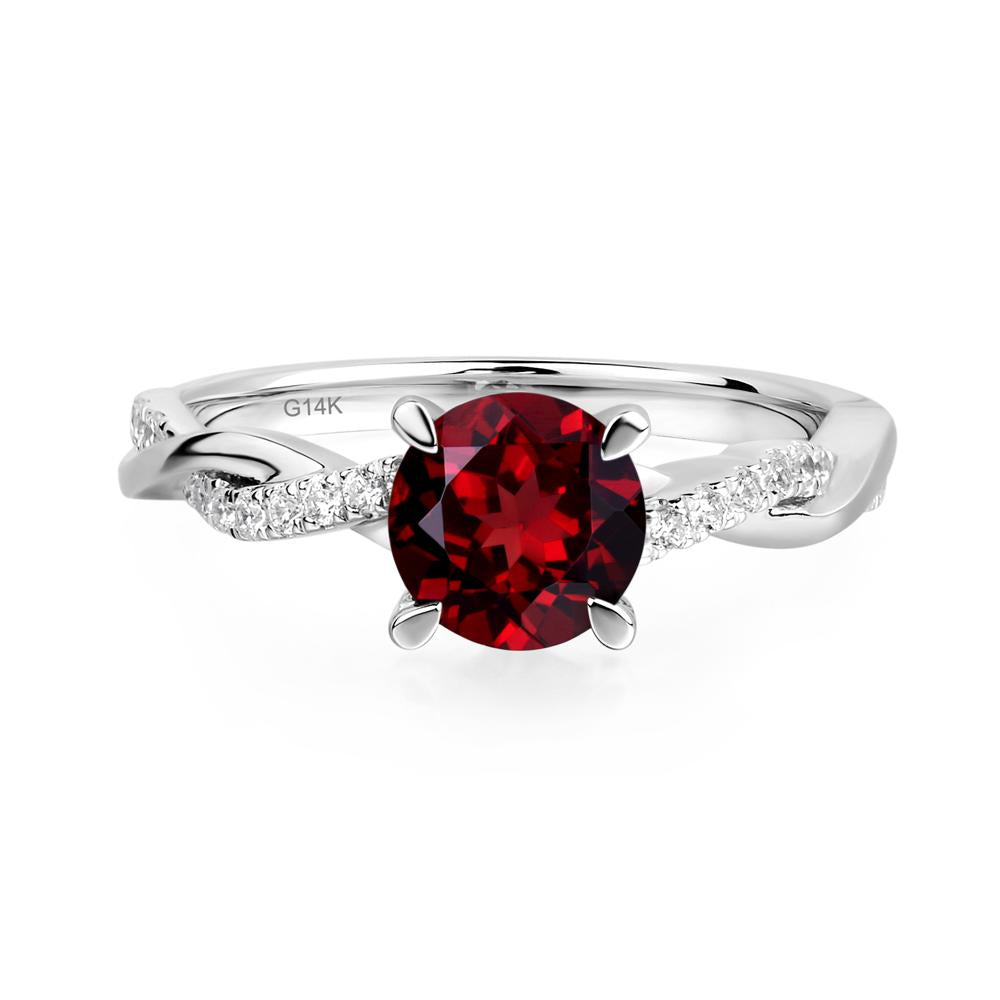 Garnet Twisted Engagement Ring - LUO Jewelry #metal_14k white gold