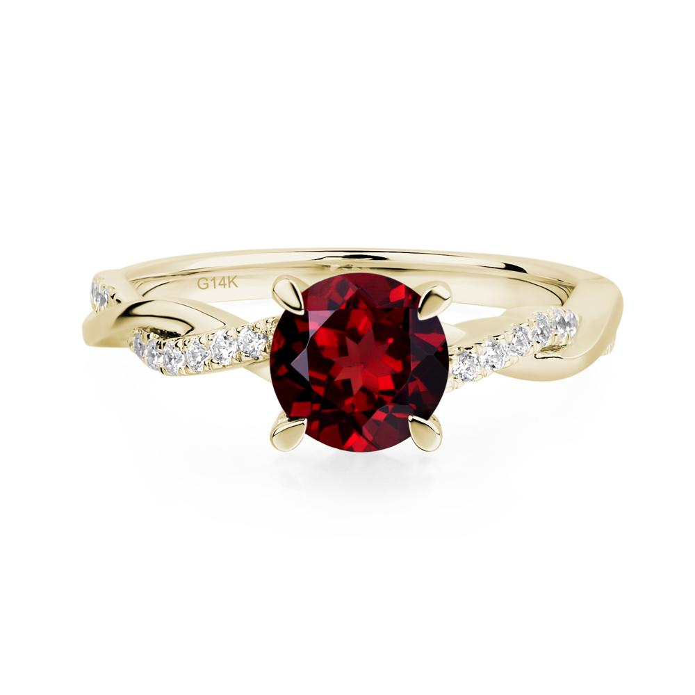 Garnet Twisted Engagement Ring - LUO Jewelry #metal_14k yellow gold