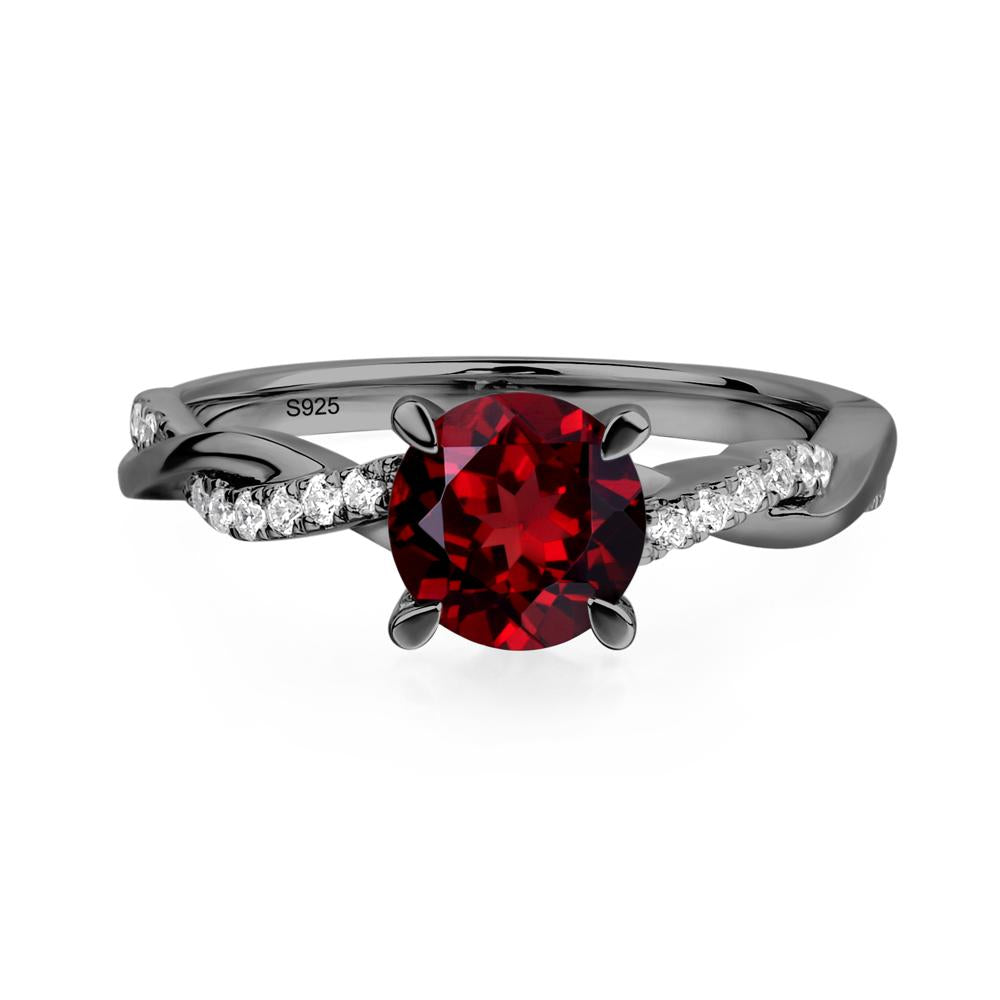 Garnet Twisted Engagement Ring - LUO Jewelry #metal_black finish sterling silver