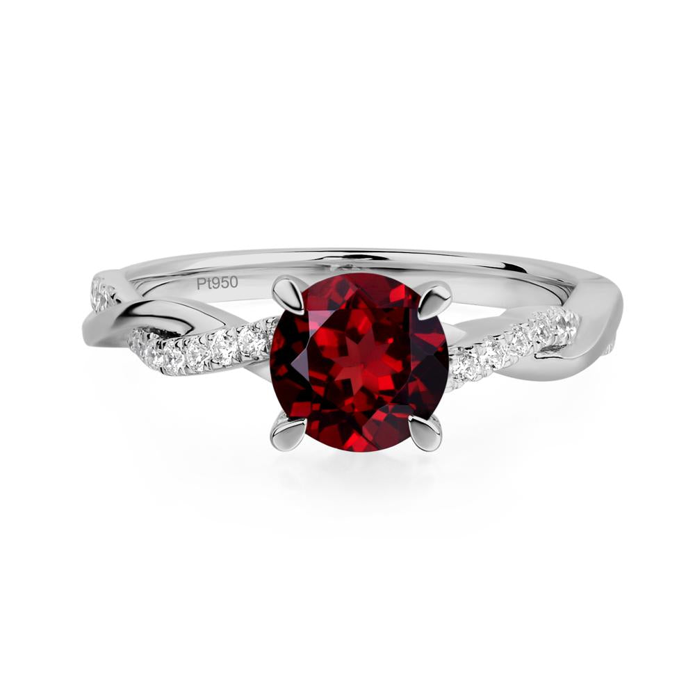 Garnet Twisted Engagement Ring - LUO Jewelry #metal_platinum