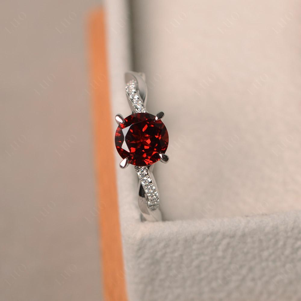 Garnet Ring Twisted Engagement Ring Gold - LUO Jewelry
