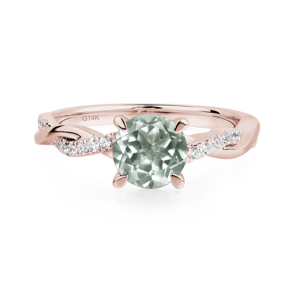 Green Amethyst Twisted Engagement Ring - LUO Jewelry #metal_14k rose gold