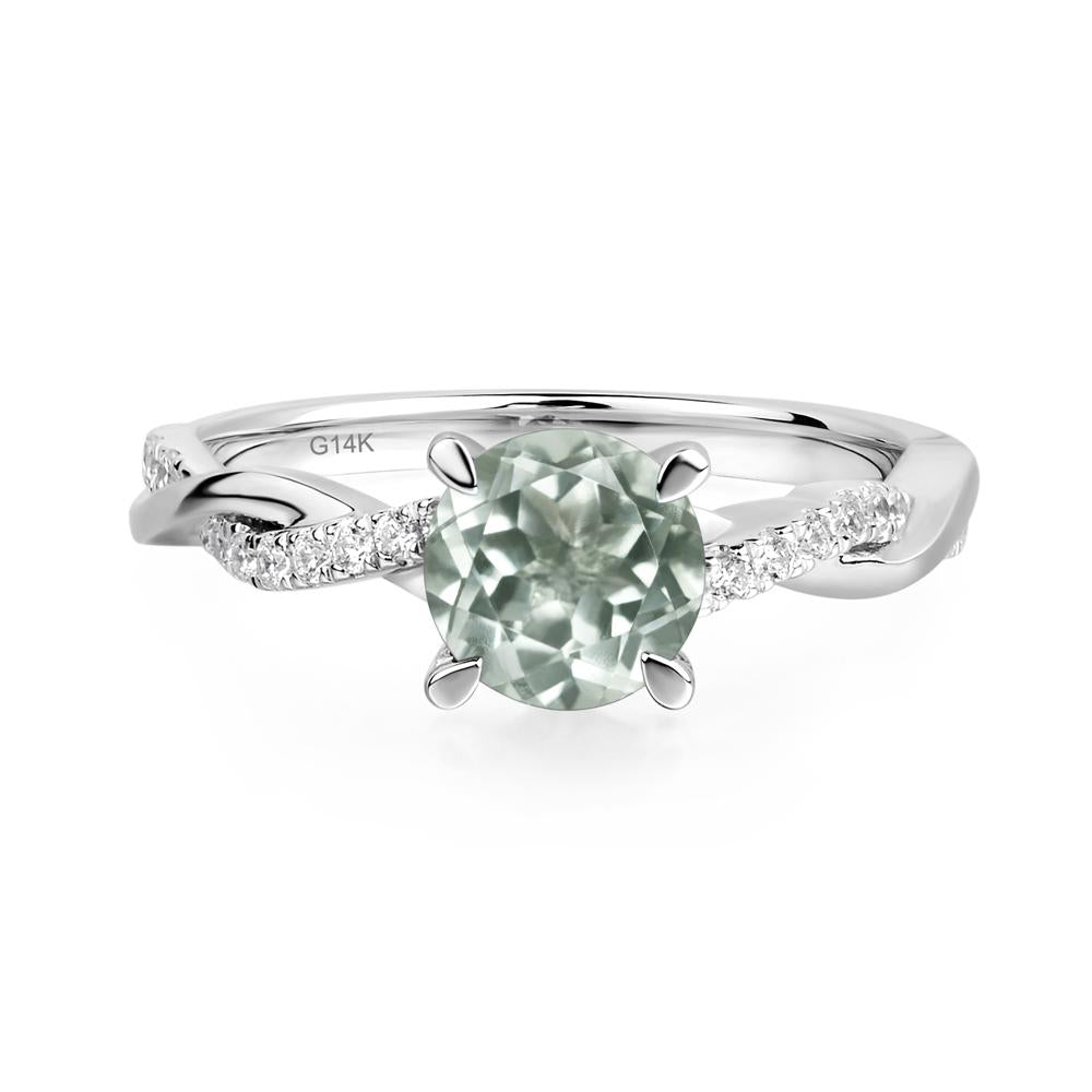 Green Amethyst Twisted Engagement Ring - LUO Jewelry #metal_14k white gold