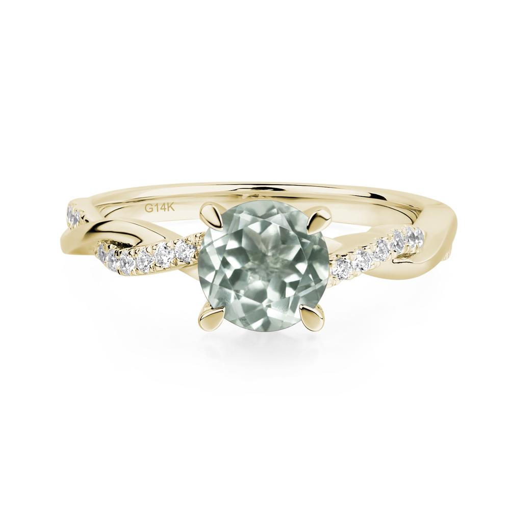 Green Amethyst Twisted Engagement Ring - LUO Jewelry #metal_14k yellow gold