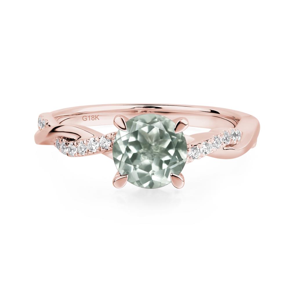 Green Amethyst Twisted Engagement Ring - LUO Jewelry #metal_18k rose gold
