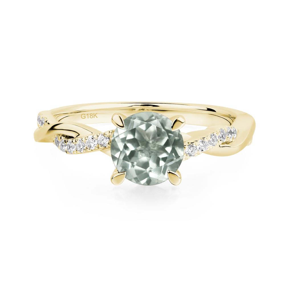 Green Amethyst Twisted Engagement Ring - LUO Jewelry #metal_18k yellow gold