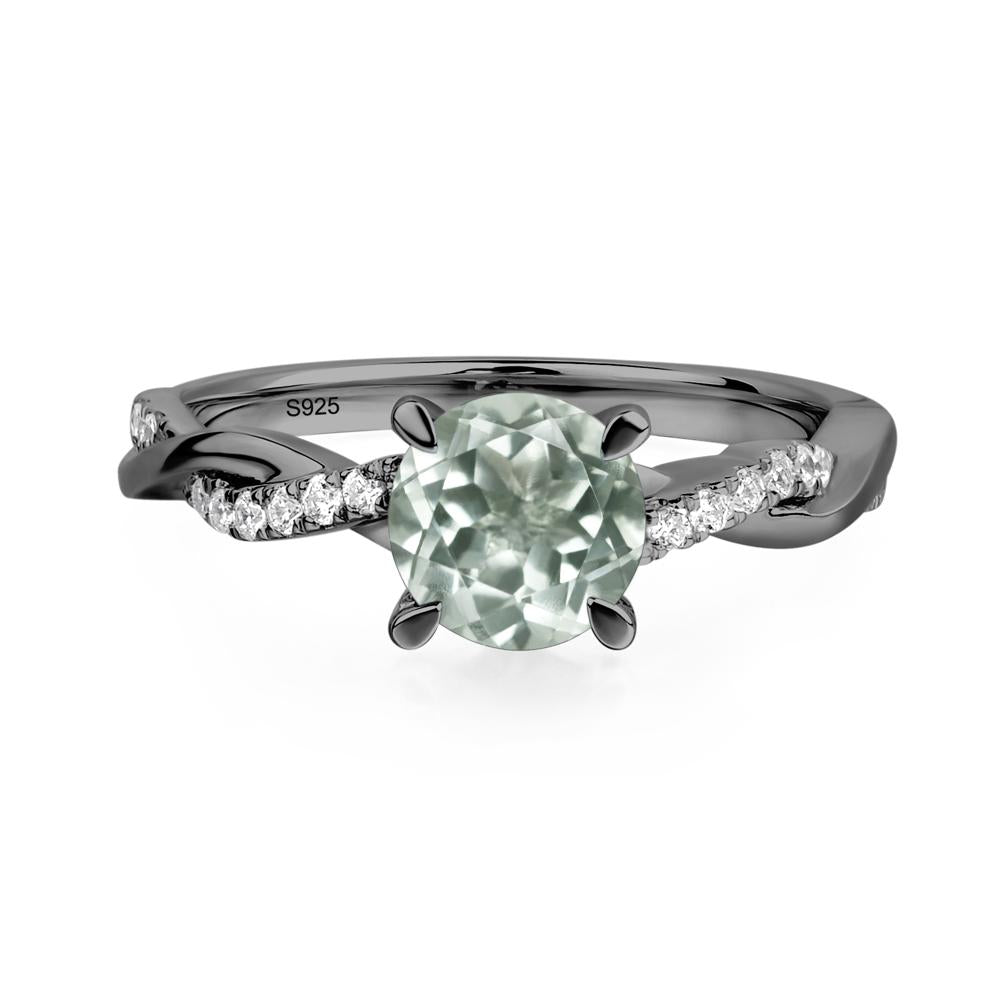 Green Amethyst Twisted Engagement Ring - LUO Jewelry #metal_black finish sterling silver