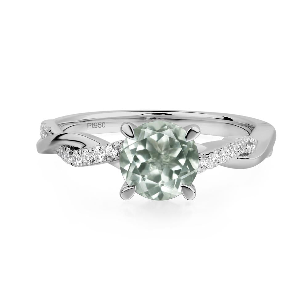 Green Amethyst Twisted Engagement Ring - LUO Jewelry #metal_platinum