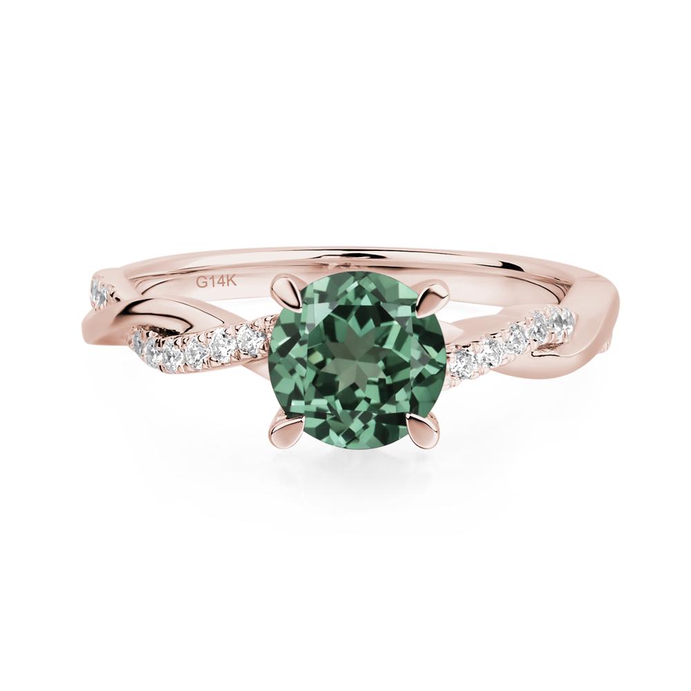 Lab Green Sapphire Twisted Engagement Ring - LUO Jewelry #metal_14k rose gold